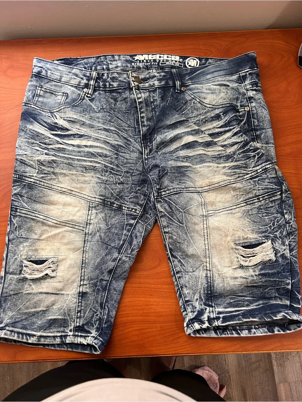 mecca Men's Acid-Wash Blue Denim Shorts